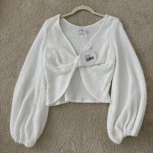 Cropped Twist Front Balloon Sleeve Sweater XS NWT Princess Polly